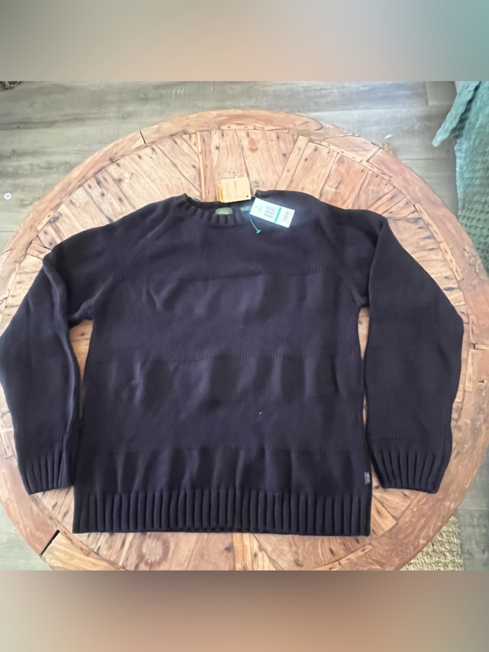 NWT TIMBERLAND Pullover Sweater Mens L Cotton Crewneck Cable Knit Rugged Outdoor